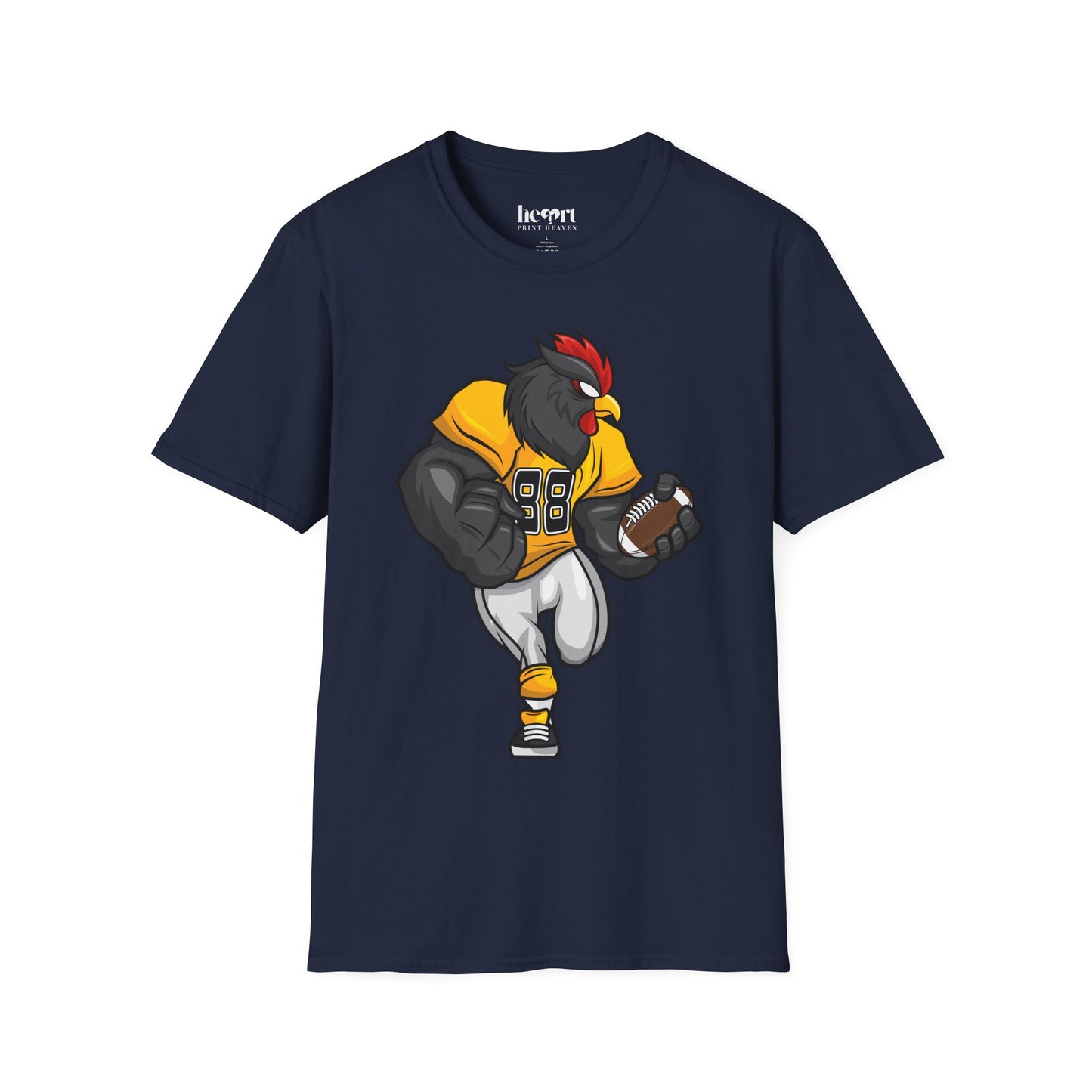 Black Rooster American Football Mascot T-Shirt – Bold Sports Tee for Fans and Teams 🏈