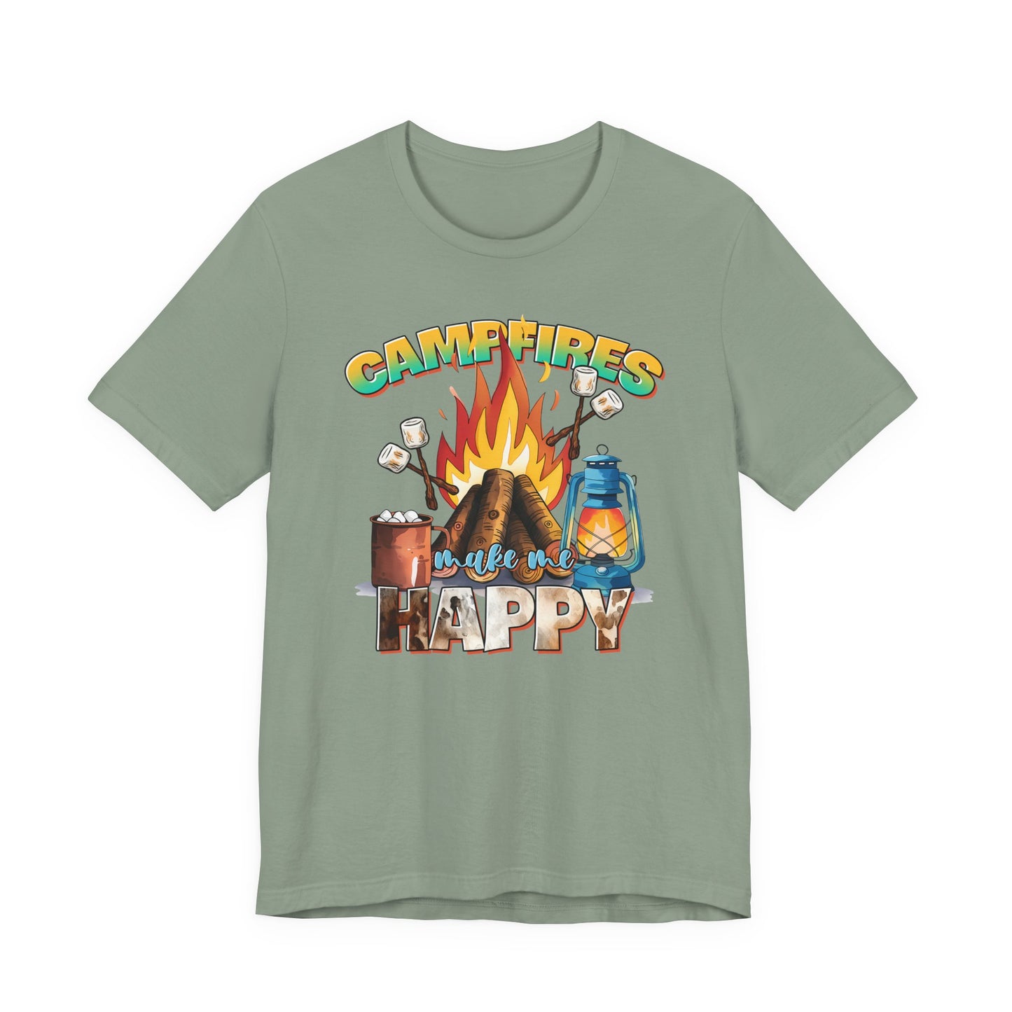 Campfires Make Me Happy T-Shirt – Funny Cozy Outdoor Tee