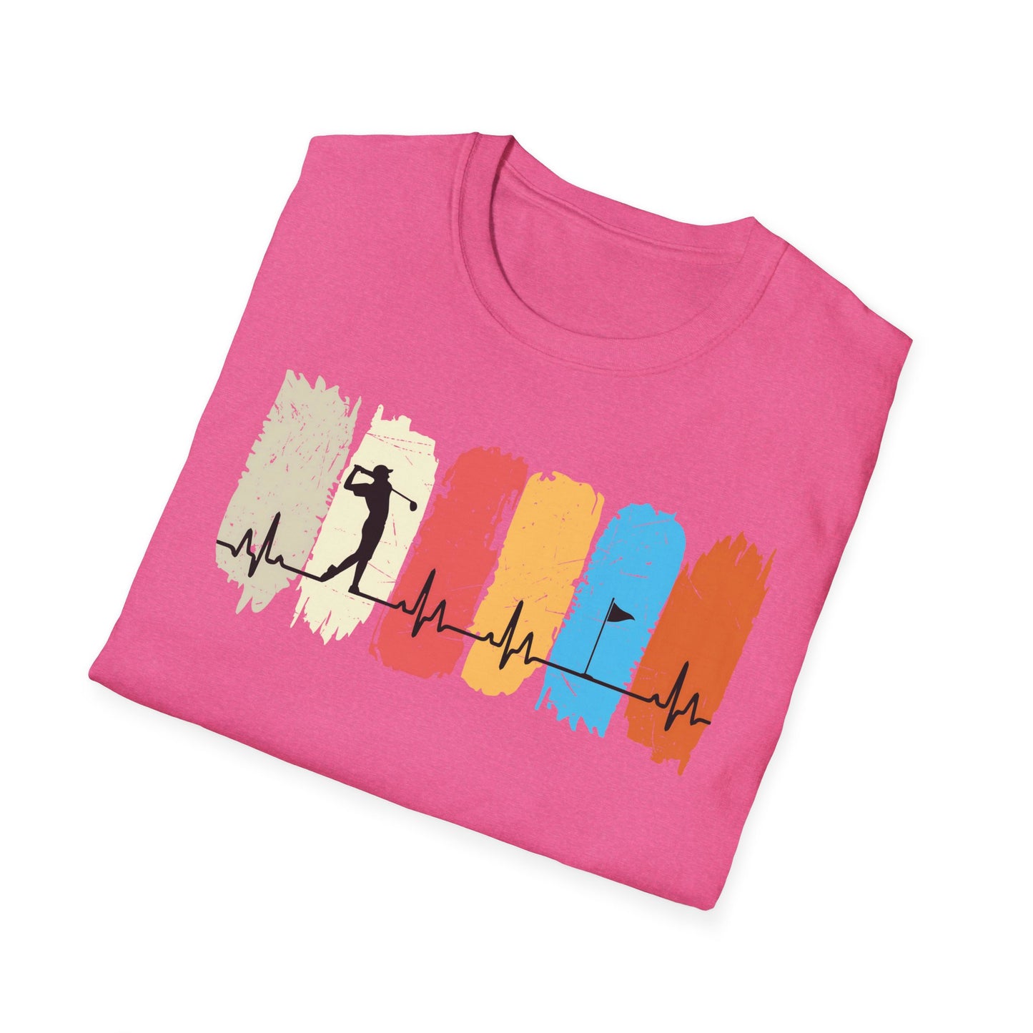 Golfer Heartbeat Retro Sports Tee – Golf Passion Graphic T-Shirt