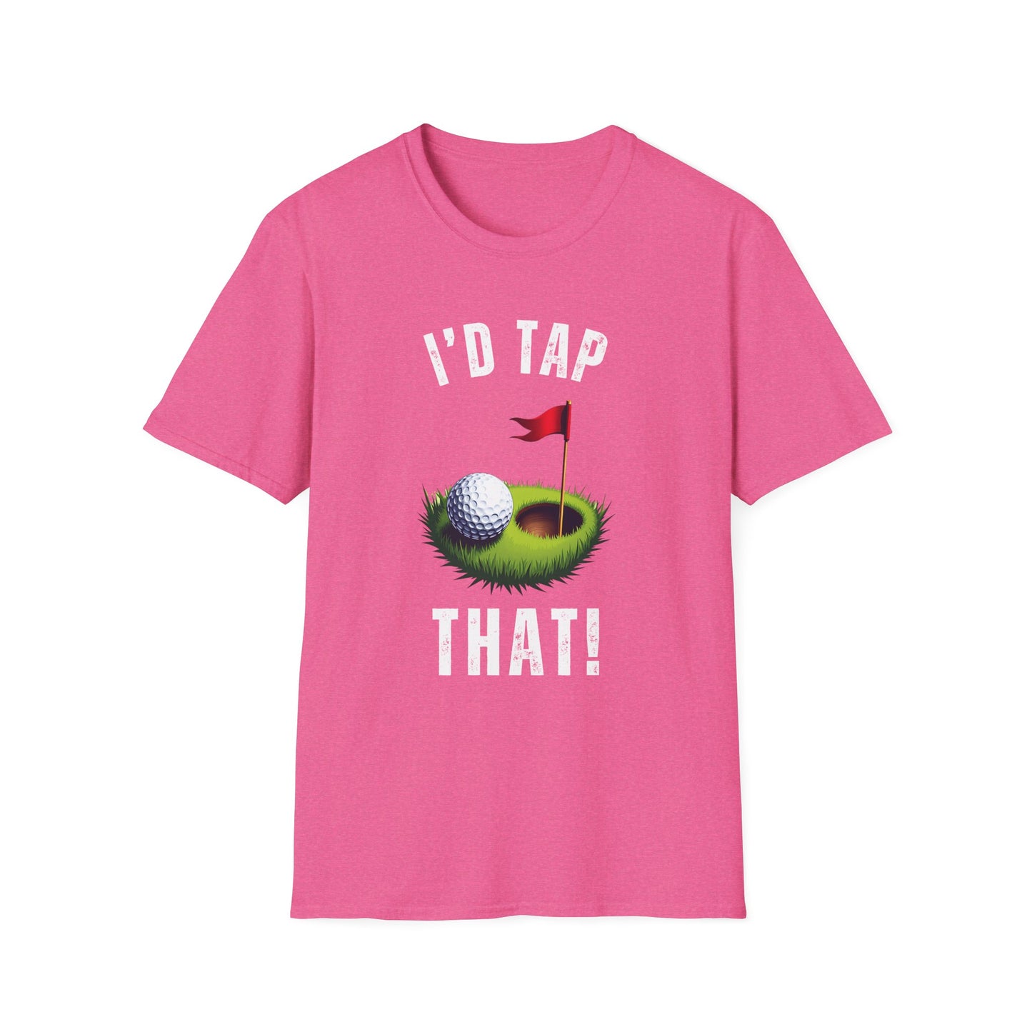 I’d Tap That Golf Tee – Funny putting pun sports graphic T‑shirt in Heather Heliconia