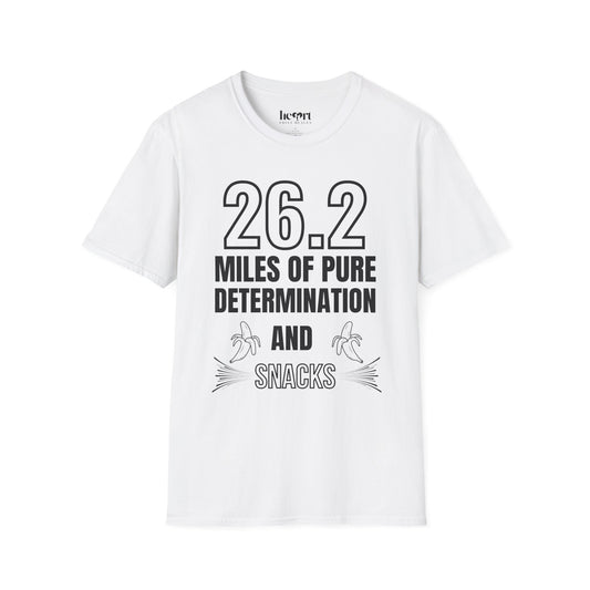 26.2 Miles of Pure Determination And Snacks β Funny Marathon Running T-Shirt