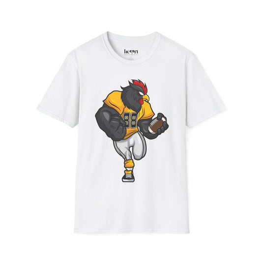 Black Rooster American Football Mascot T-Shirt β Bold Sports Tee for Fans and Teams π