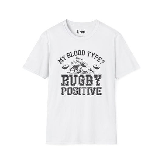 My Blood Type? Rugby Positive Version 2 T-Shirt 🏉 | Funny Rugby Enthusiast Tee