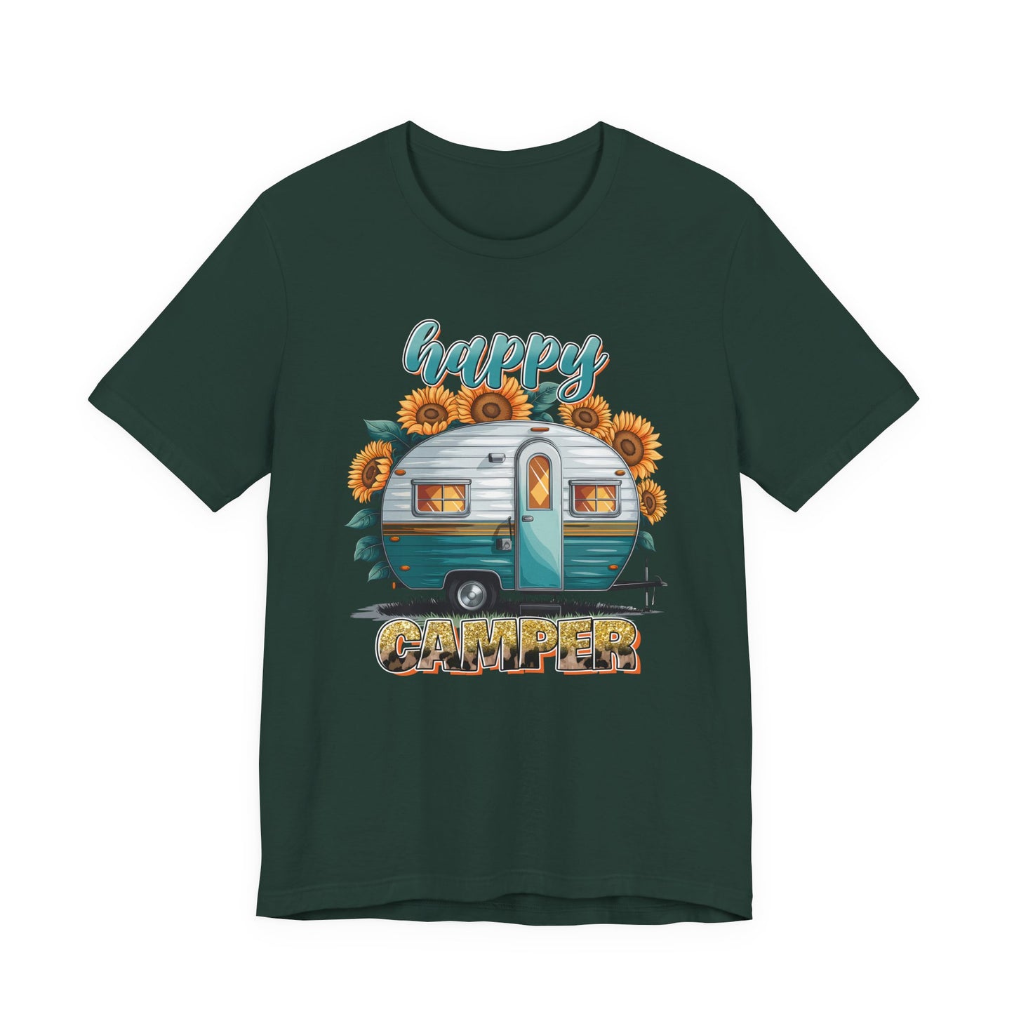 Happy Camper Sunflower Shirt – Cute Retro RV Camping Tee