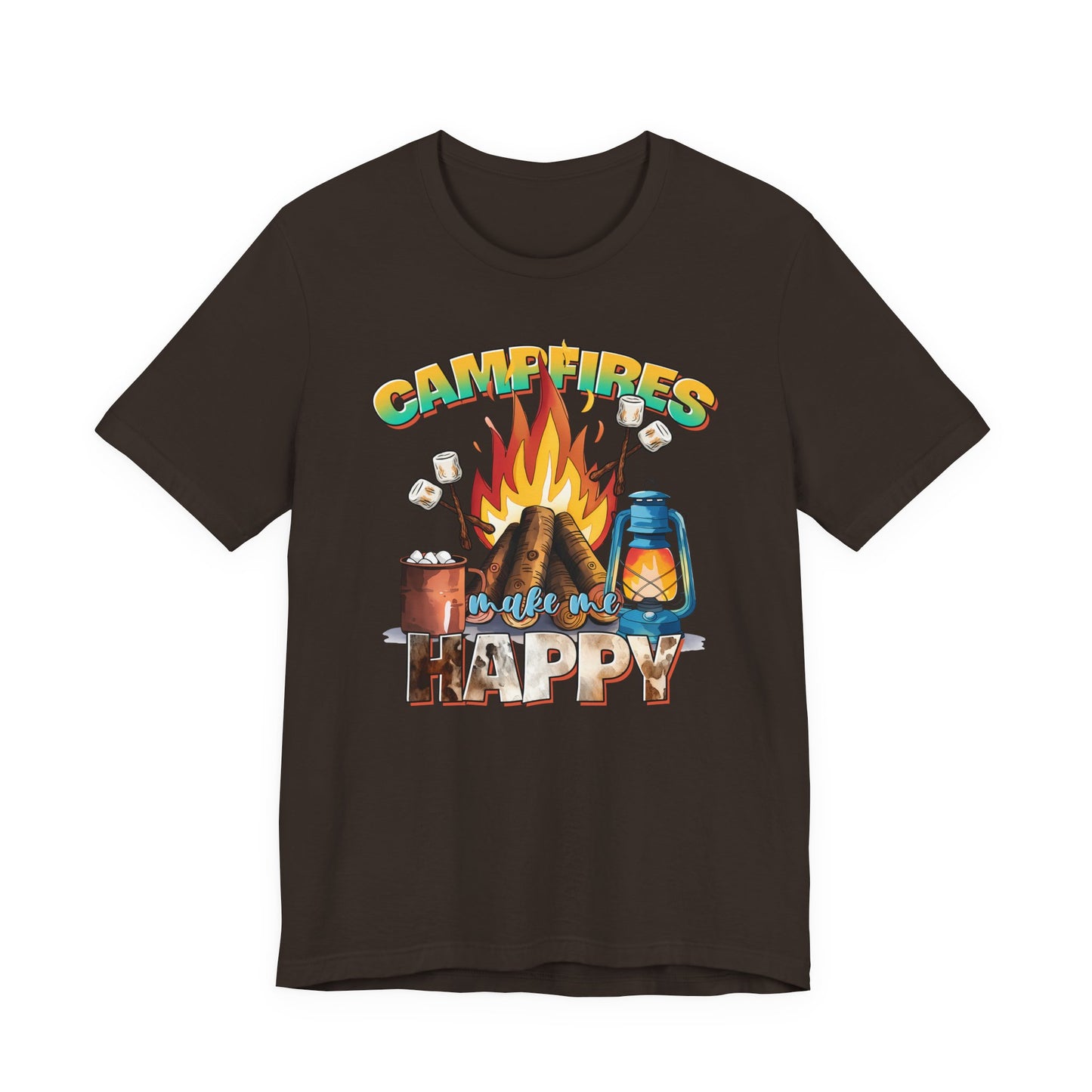 Campfires Make Me Happy T-Shirt – Funny Cozy Outdoor Tee