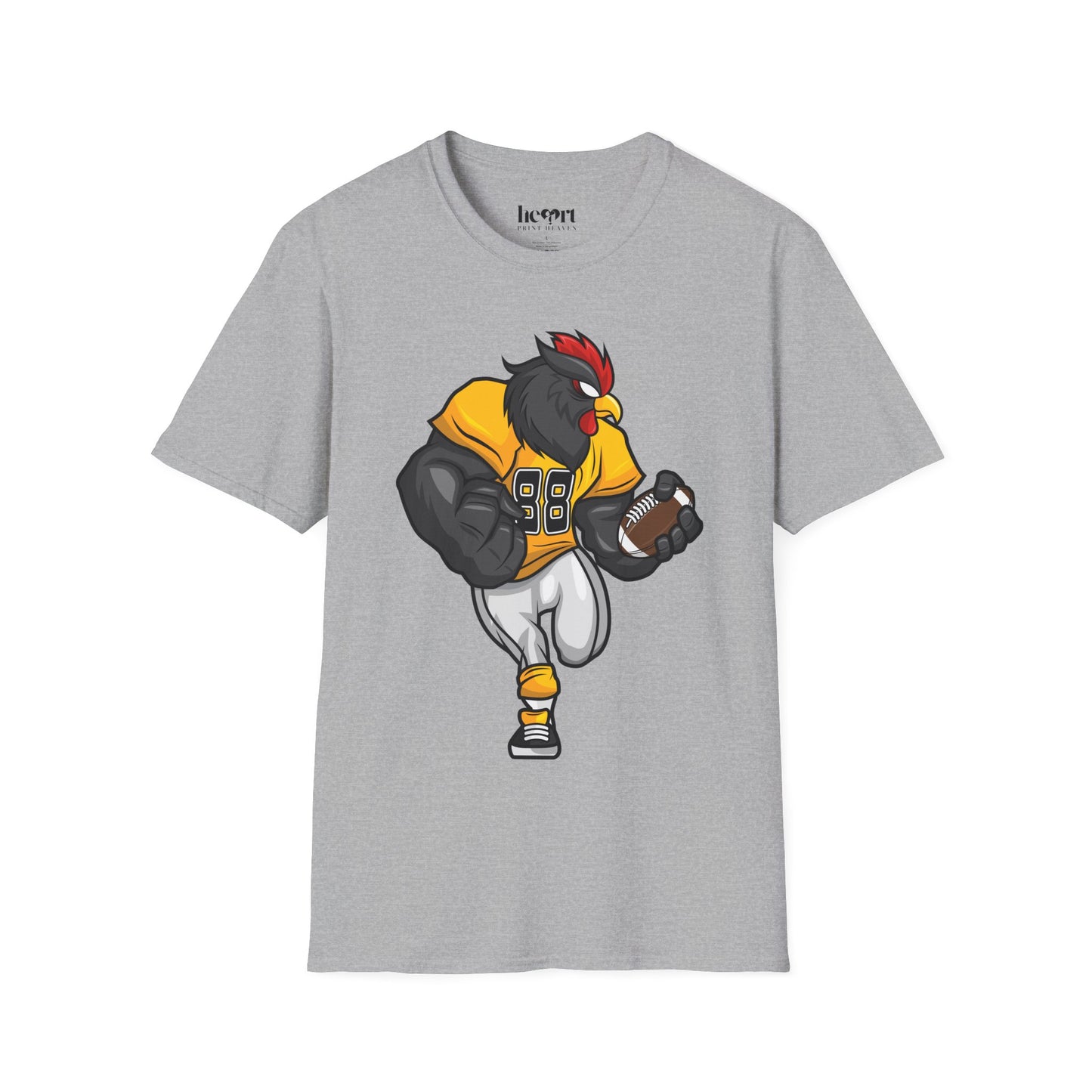 Black Rooster American Football Mascot T-Shirt – Bold Sports Tee for Fans and Teams 🏈