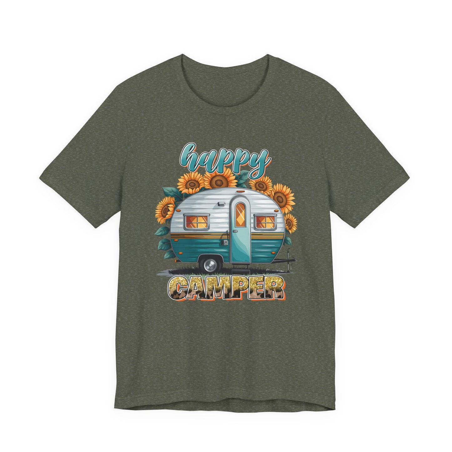 Happy Camper Sunflower Shirt – Cute Retro RV Camping Tee