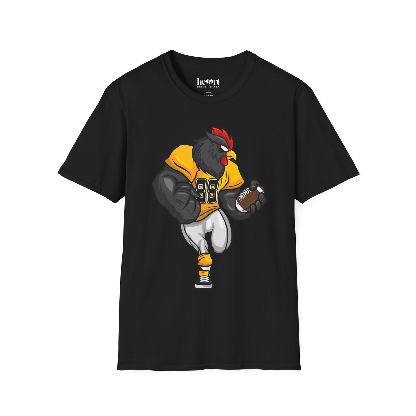 Black Rooster American Football Mascot T-Shirt – Bold Sports Tee for Fans and Teams 🏈