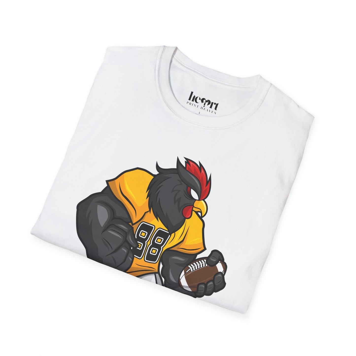 Black Rooster American Football Mascot T-Shirt – Bold Sports Tee for Fans and Teams 🏈