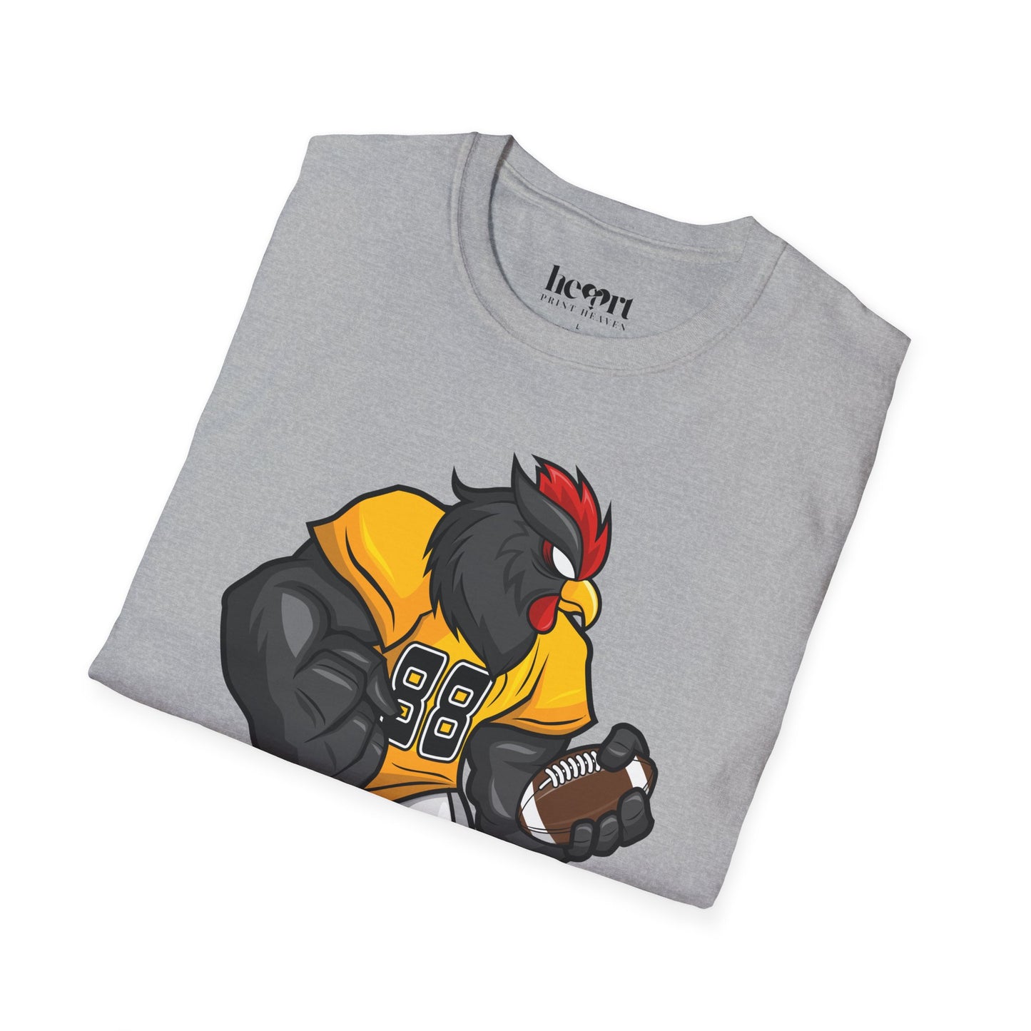 Black Rooster American Football Mascot T-Shirt – Bold Sports Tee for Fans and Teams 🏈