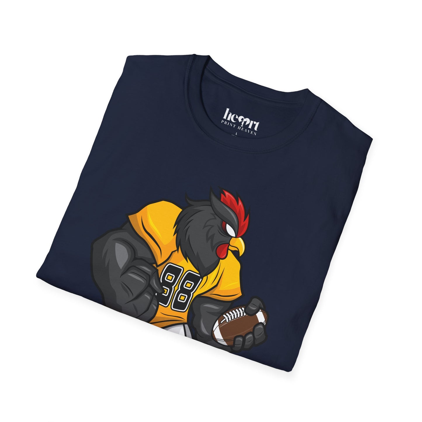 Black Rooster American Football Mascot T-Shirt – Bold Sports Tee for Fans and Teams 🏈