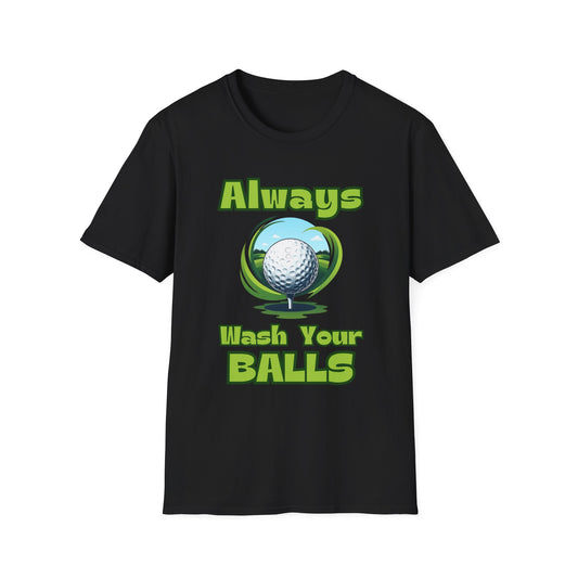 Always Wash Your Balls Golf Tee – Funny Vintage Golf Humor Sports T-Shirt