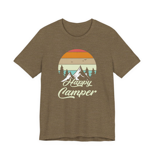 Happy Camper T-Shirt β Minimal Outdoor Camping Tee for Nature Lovers