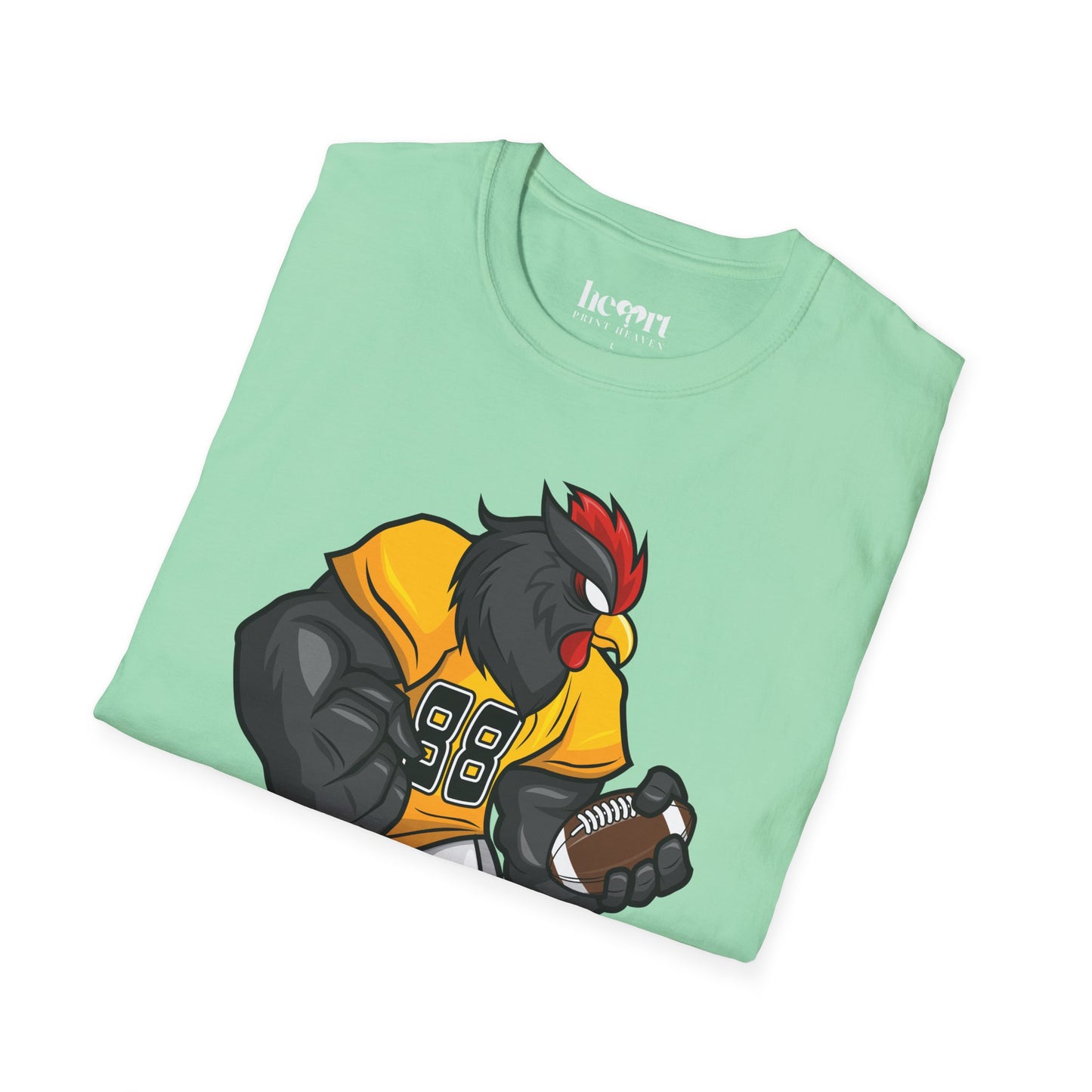 Black Rooster American Football Mascot T-Shirt – Bold Sports Tee for Fans and Teams 🏈