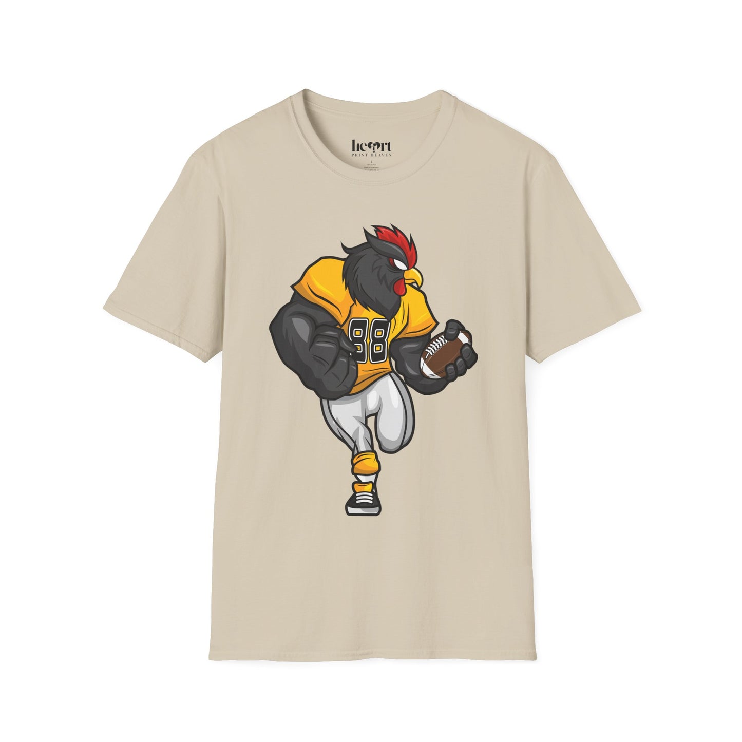 Black Rooster American Football Mascot T-Shirt – Bold Sports Tee for Fans and Teams 🏈