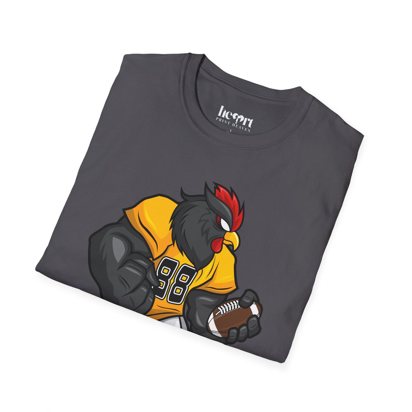 Black Rooster American Football Mascot T-Shirt – Bold Sports Tee for Fans and Teams 🏈