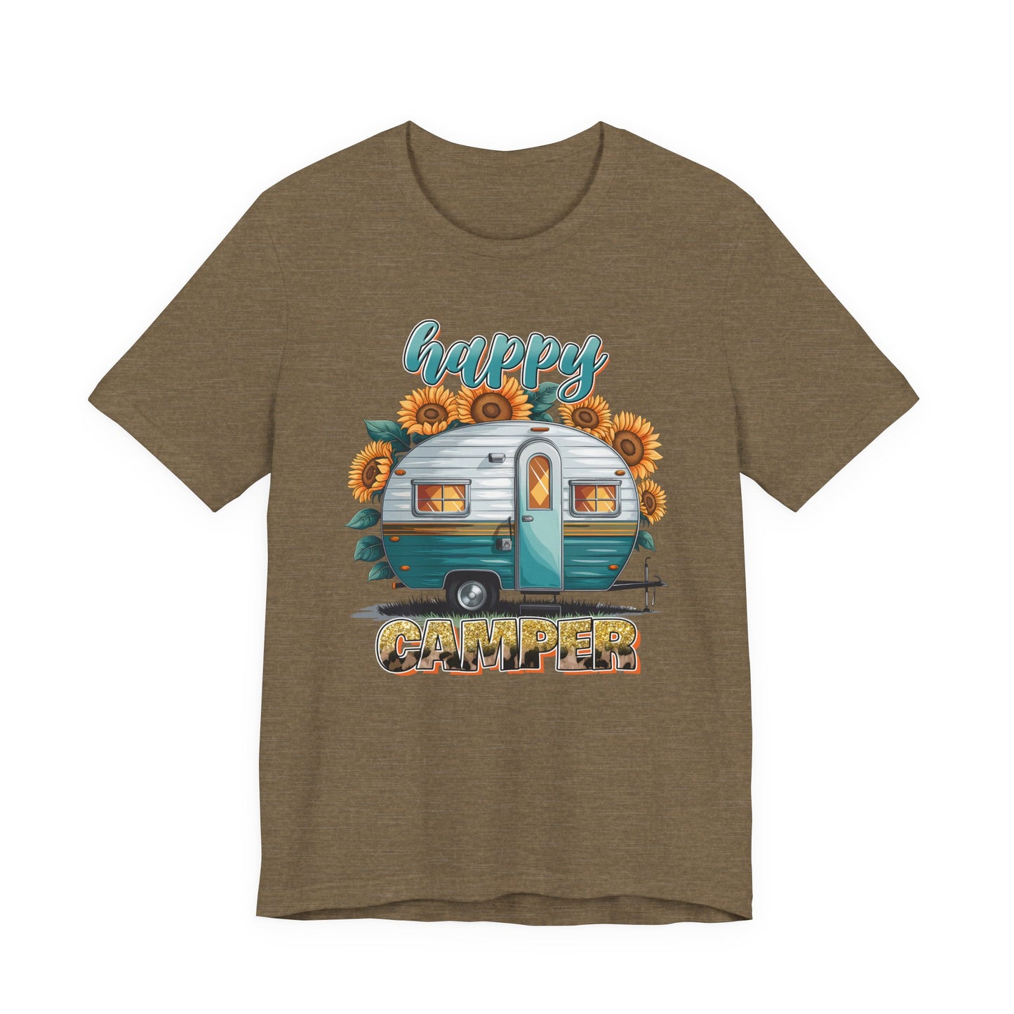 Happy Camper Sunflower Shirt – Cute Retro RV Camping Tee