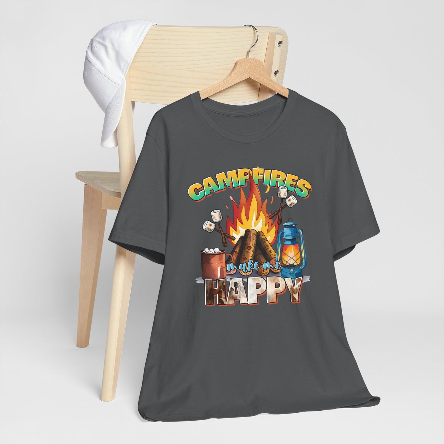 Campfires Make Me Happy T-Shirt – Funny Cozy Outdoor Tee