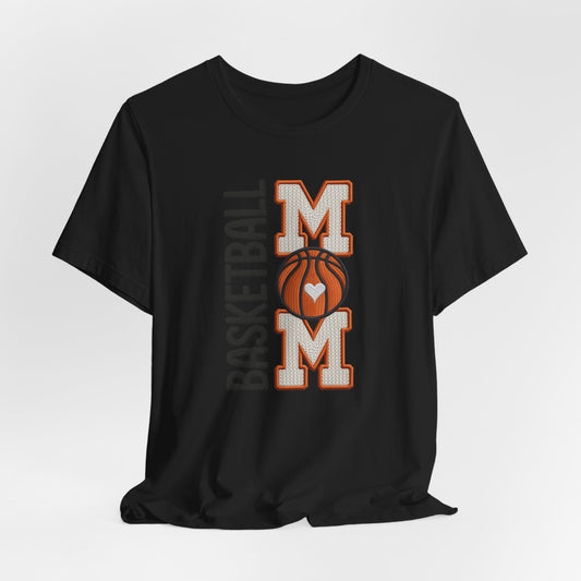 Basketball Mom Faux Embroidery T-Shirt โ Game Day Sports Mom Tee