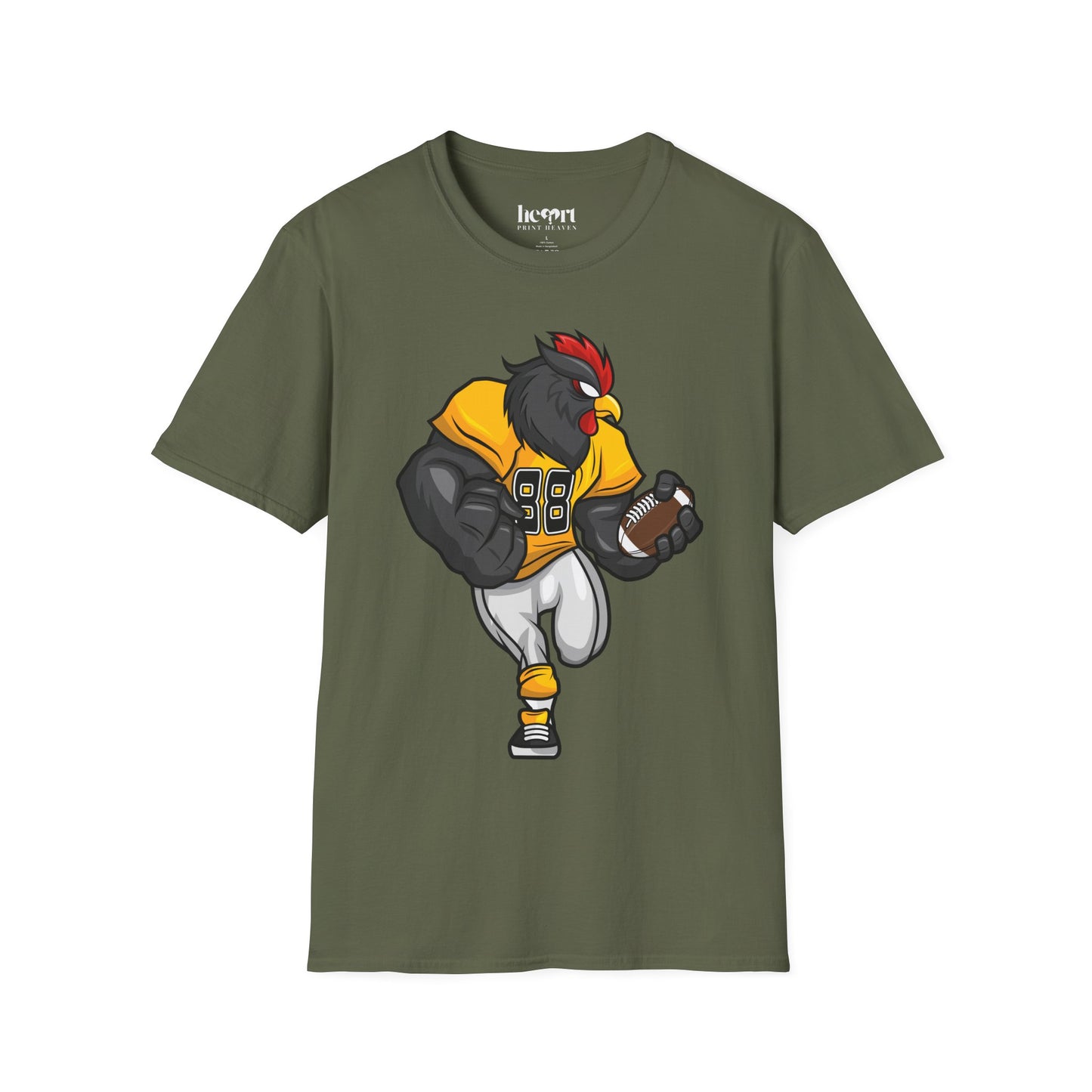 Black Rooster American Football Mascot T-Shirt – Bold Sports Tee for Fans and Teams 🏈