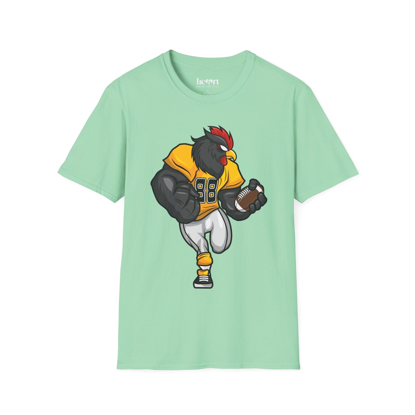 Black Rooster American Football Mascot T-Shirt – Bold Sports Tee for Fans and Teams 🏈