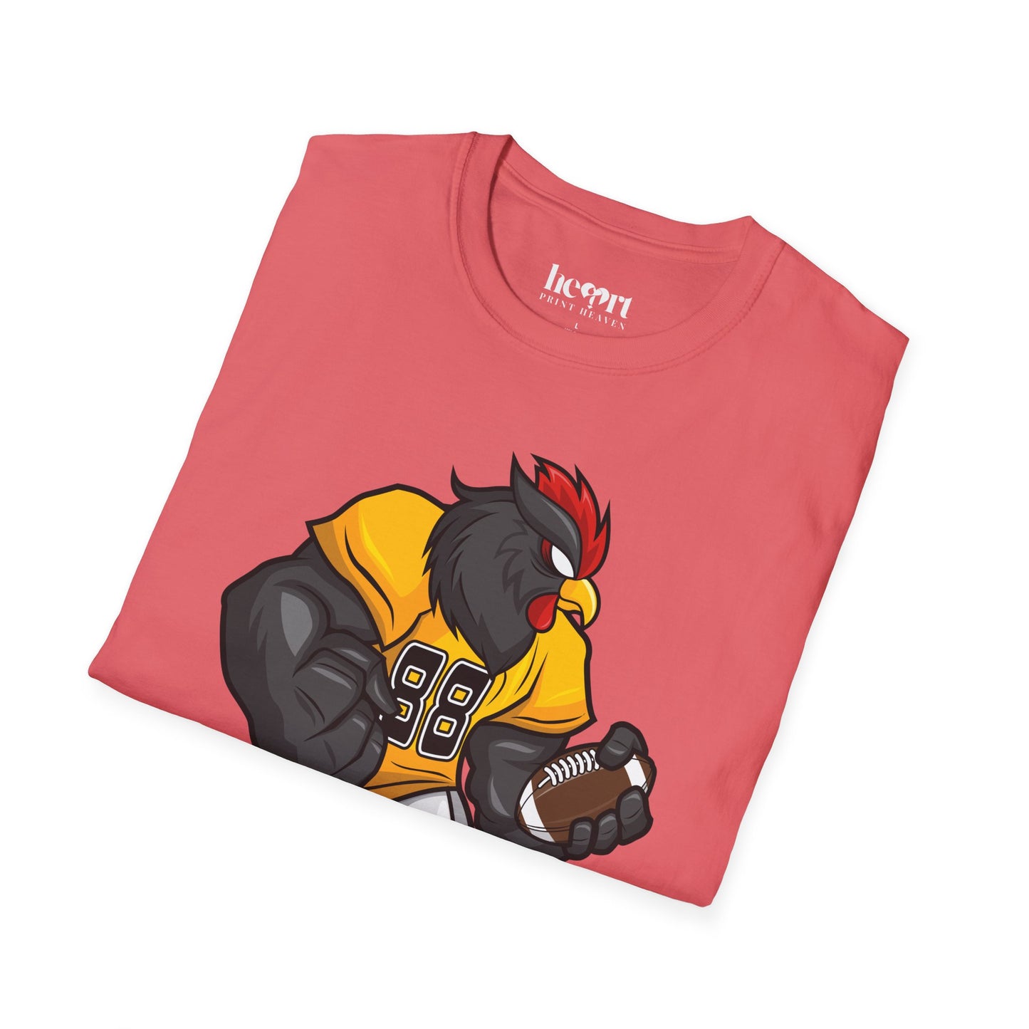 Black Rooster American Football Mascot T-Shirt – Bold Sports Tee for Fans and Teams 🏈