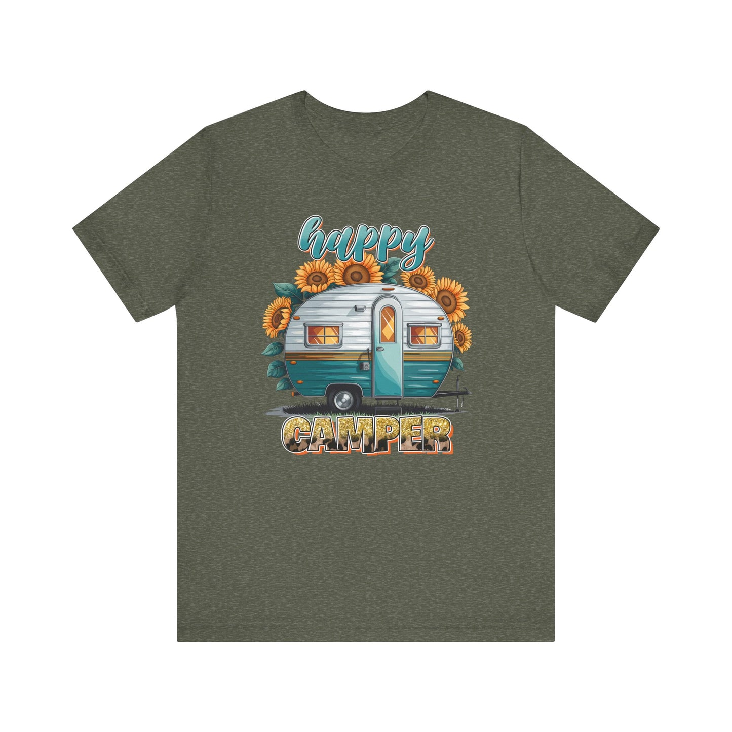 Happy Camper Sunflower Shirt – Cute Retro RV Camping Tee