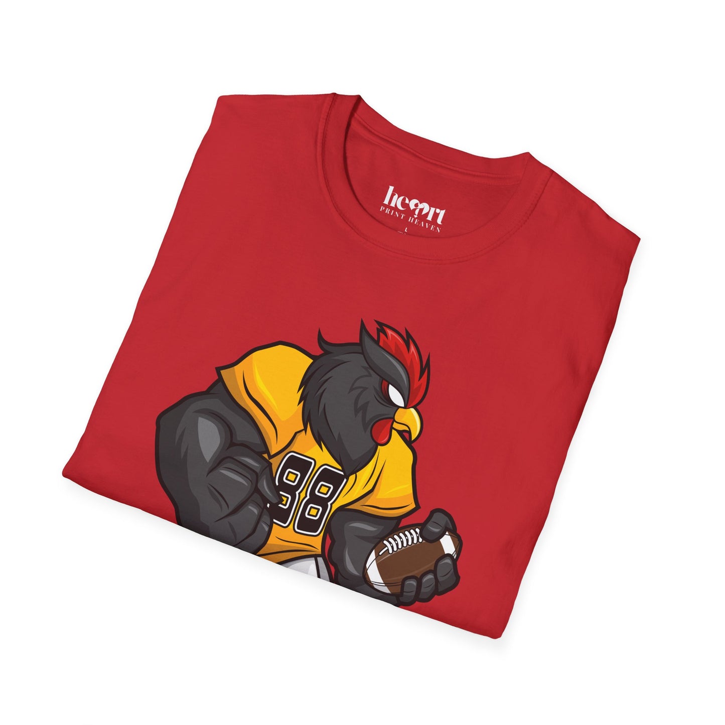 Black Rooster American Football Mascot T-Shirt – Bold Sports Tee for Fans and Teams 🏈