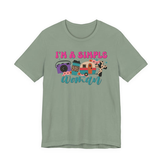 Iβm A Simple Woman Camping Shirt β Funny Retro Outdoor Tee