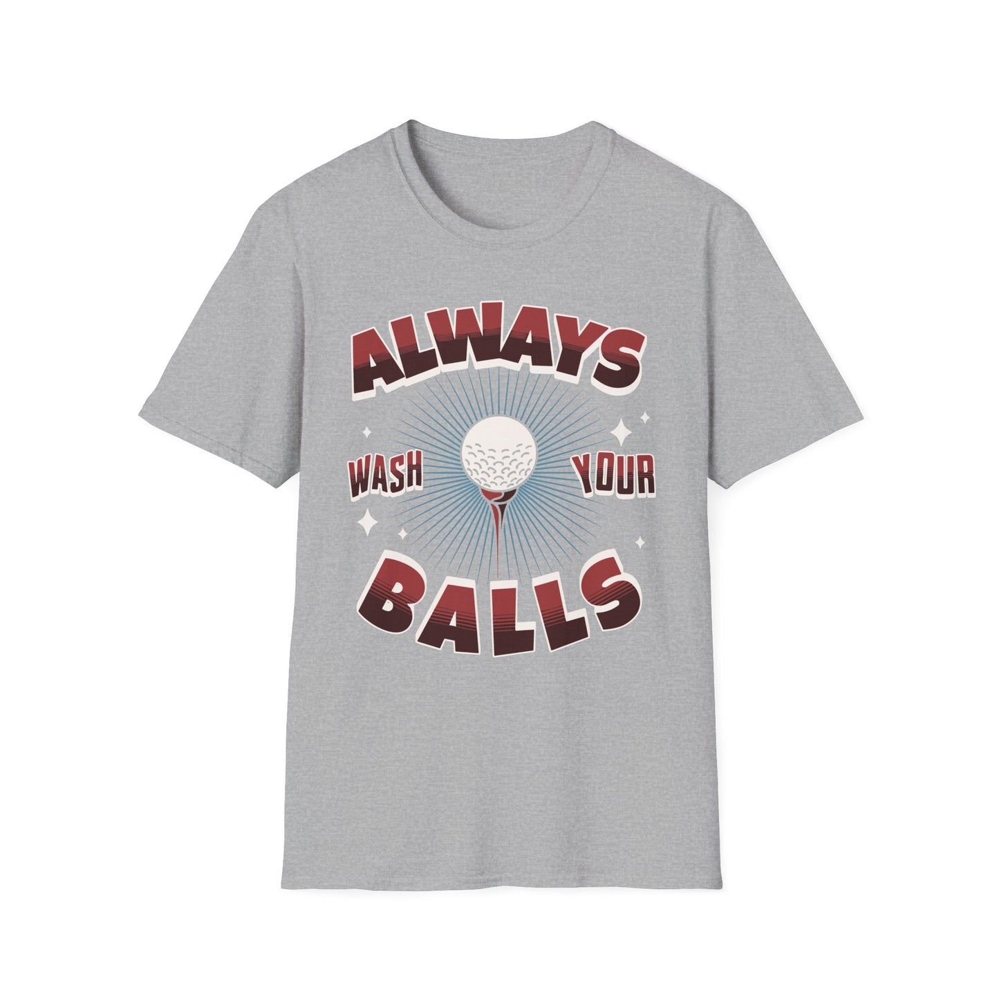 Always Wash Your Balls golf tee – funny vintage golf humor sports graphic T-shirt in Sport Gray