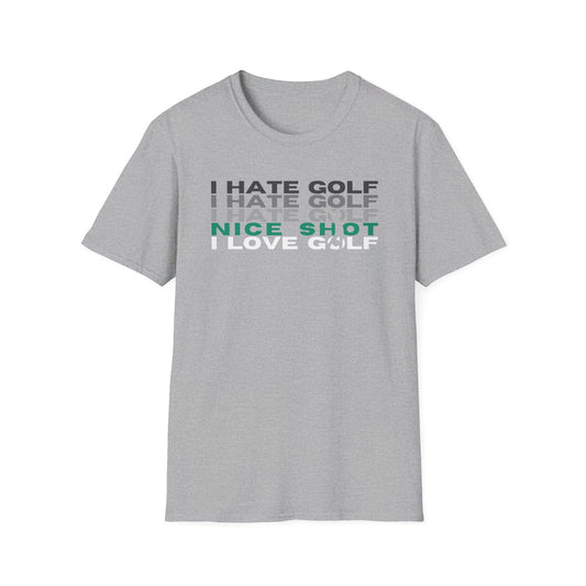 Hate Golf Nice Shot I Love Golf Tee β funny golf humor sports graphic Tβshirt in Sport Grey