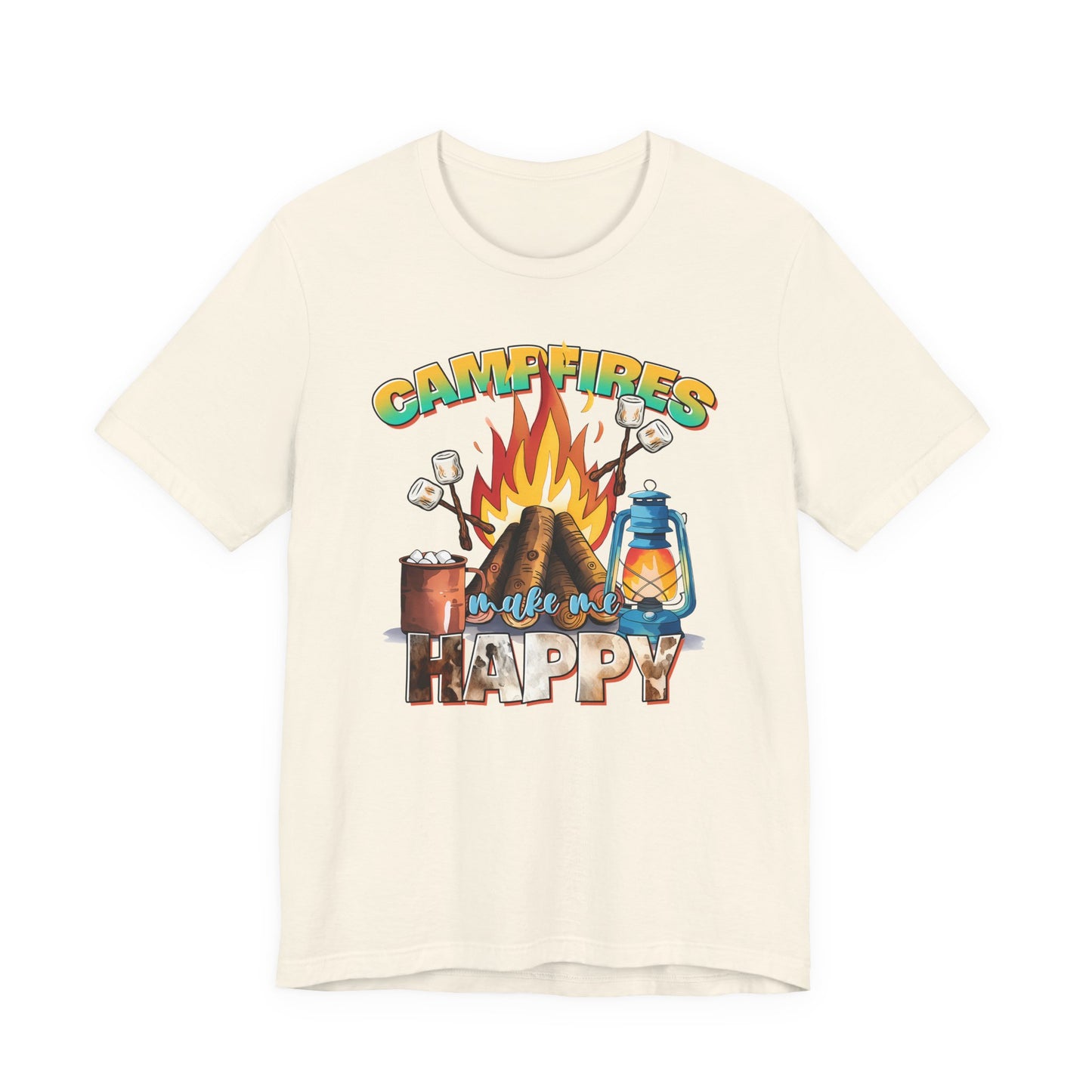 Campfires Make Me Happy T-Shirt – Funny Cozy Outdoor Tee
