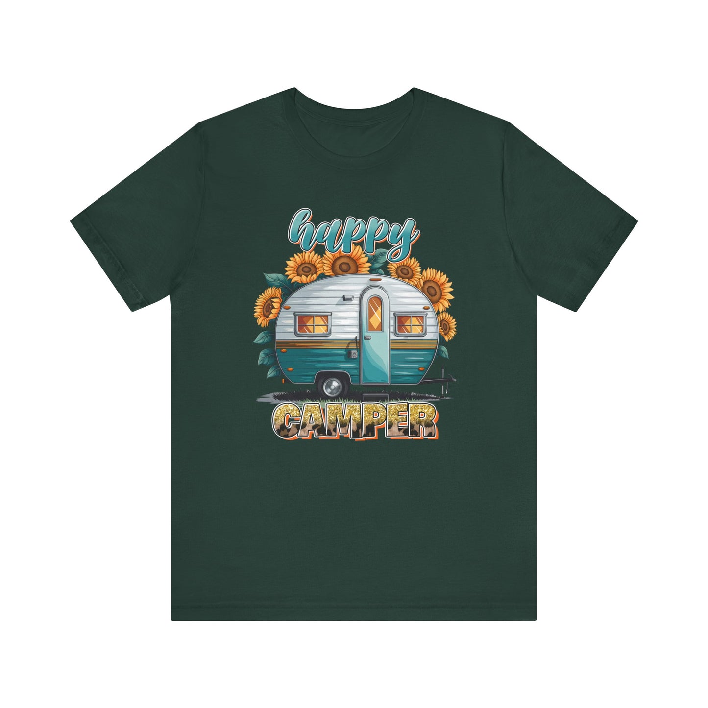Happy Camper Sunflower Shirt – Cute Retro RV Camping Tee