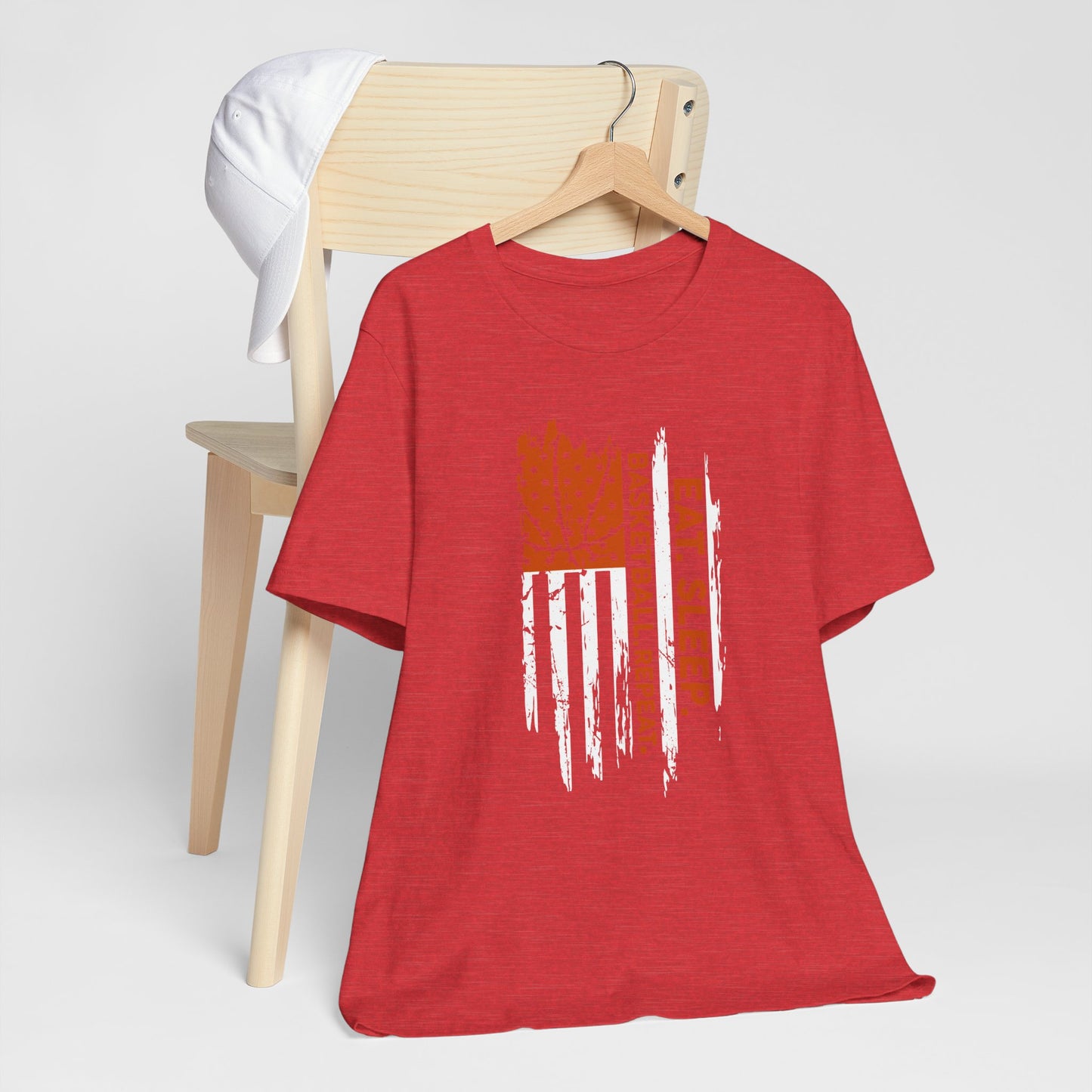 Eat Sleep Basketball Repeat Basketball American Flag T-Shirt