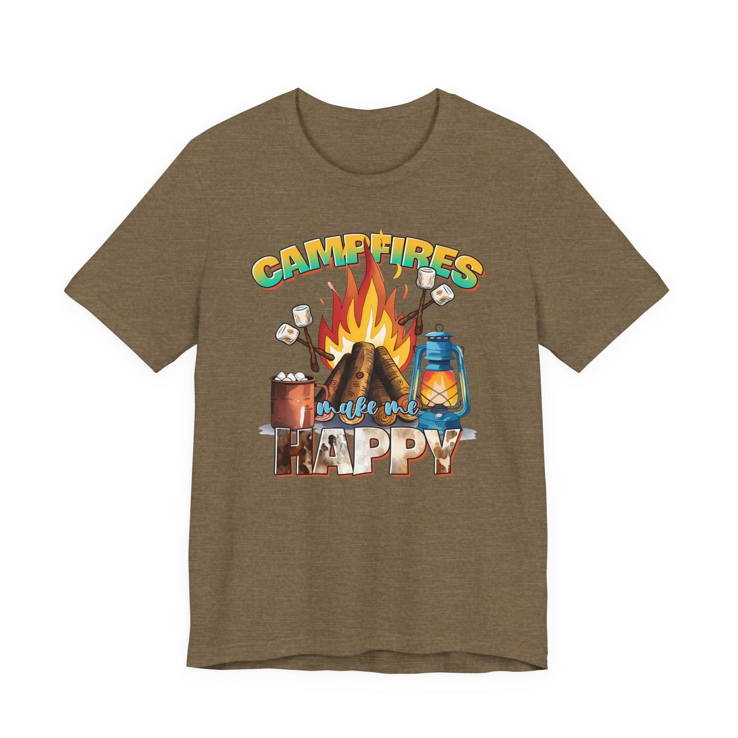 Campfires Make Me Happy T-Shirt – Funny Cozy Outdoor Tee
