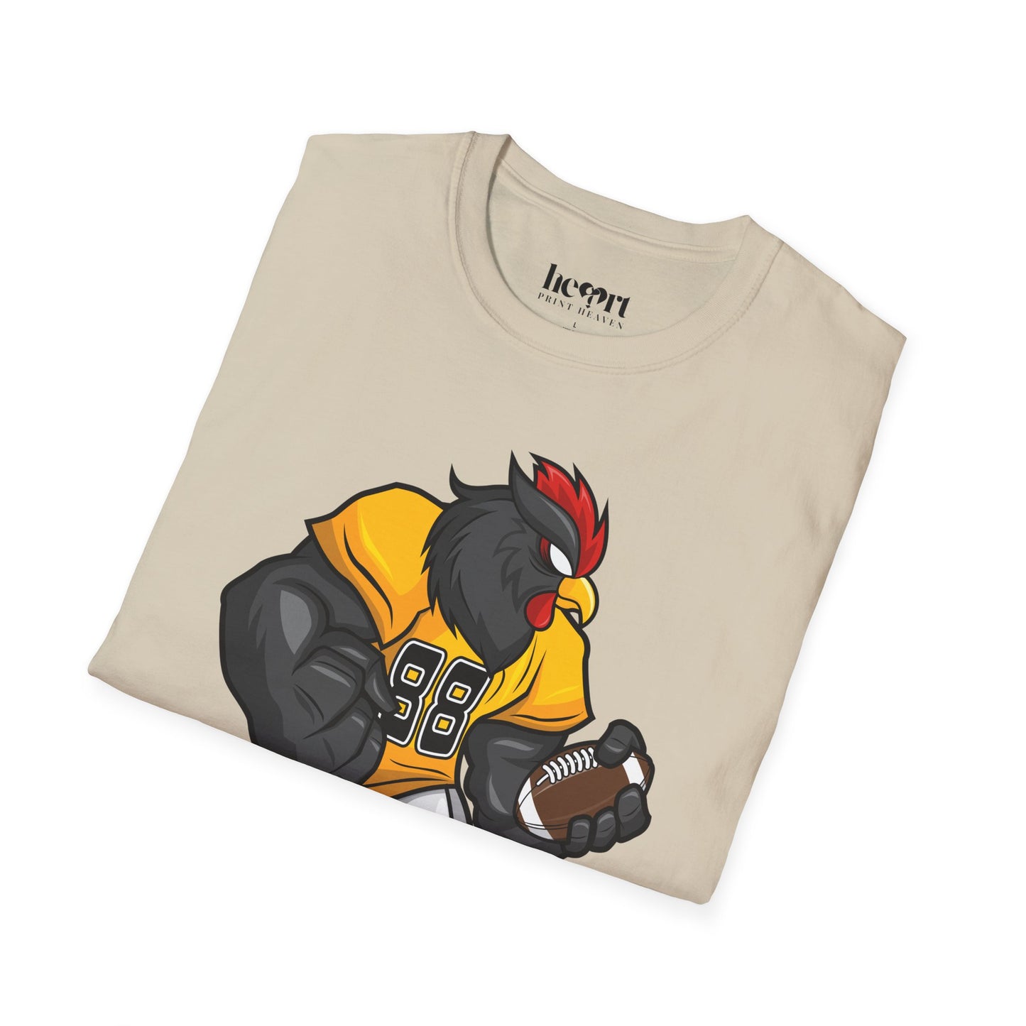Black Rooster American Football Mascot T-Shirt – Bold Sports Tee for Fans and Teams 🏈
