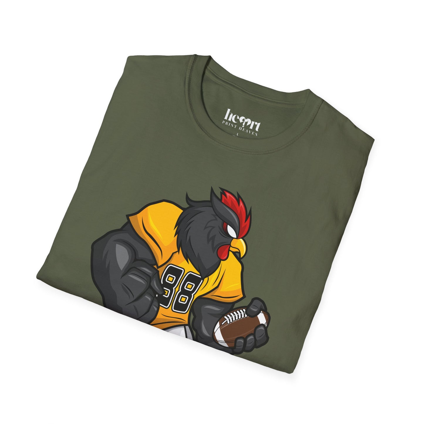 Black Rooster American Football Mascot T-Shirt – Bold Sports Tee for Fans and Teams 🏈