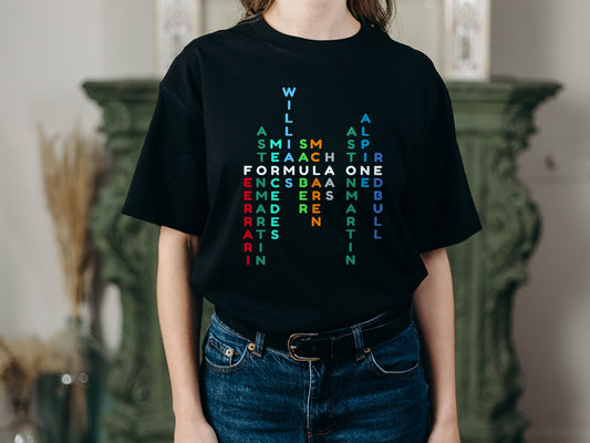 Formula 1 Team Word Art T-Shirt β Unique Grid Design for F1 Fans