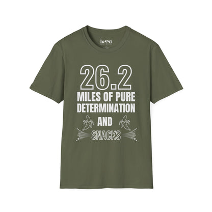 26.2 Miles of Pure Determination And Snacks – Funny Marathon Running T-Shirt