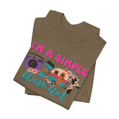 I’m A Simple Woman Camping Shirt – Funny Retro Outdoor Tee
