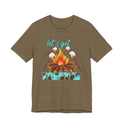 Let’s Get Toasted Campfire T-Shirt – Funny Camping Graphic Tee for Outdoor Lovers