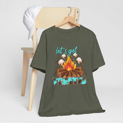 Let’s Get Toasted Campfire T-Shirt – Funny Camping Graphic Tee for Outdoor Lovers