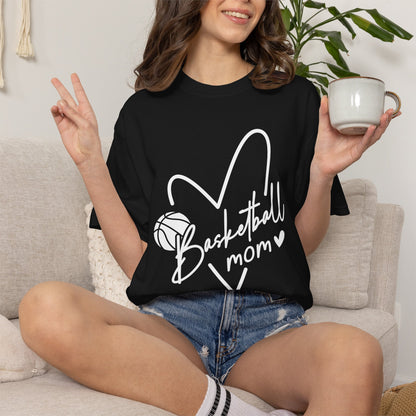 Basketball Mom Heart T-Shirt 🏀 | Cute Cursive Basketball Mom Tee