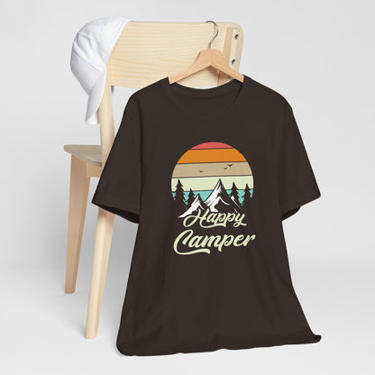 Happy Camper T-Shirt – Minimal Outdoor Camping Tee for Nature Lovers