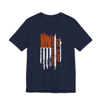 Eat Sleep Basketball Repeat Basketball American Flag T-Shirt