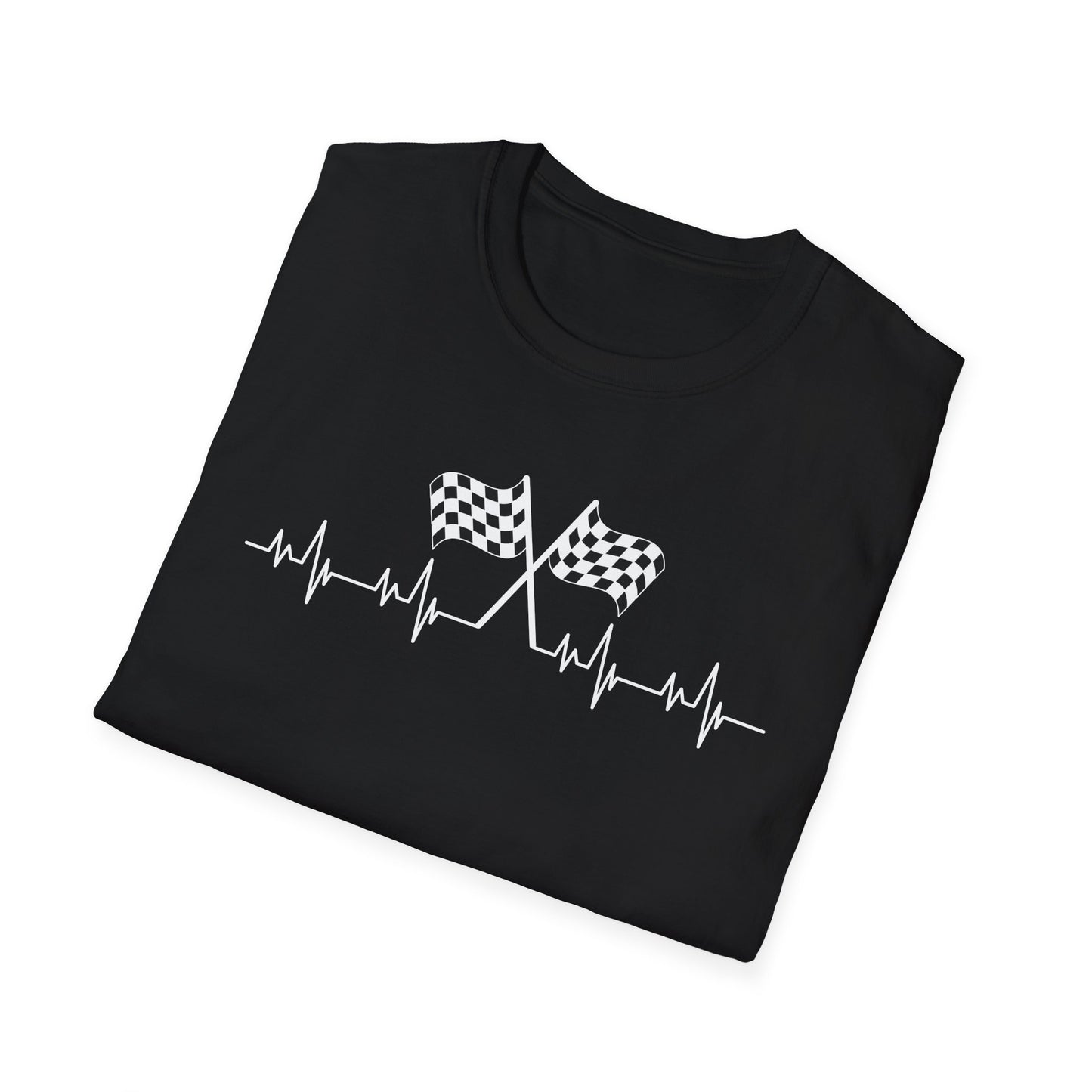 F1 Heartbeat T-Shirt – Formula 1 Racing Fan Shirt with Finish Flags 🏁