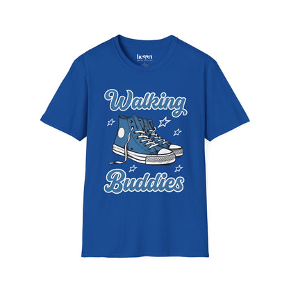 Walking Buddies Blue Shoes T-Shirt 👟🚶‍♀️ | Fun Fitness & Friendship Tee