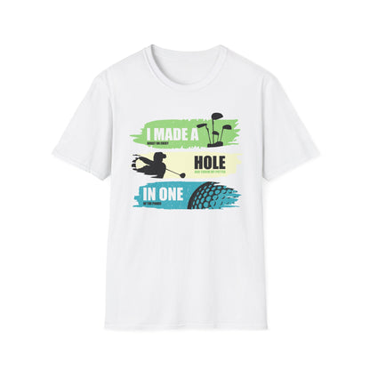 I Made a Bogey on Every Hole Golf Tee – Funny golf humor sports T-shirt in White