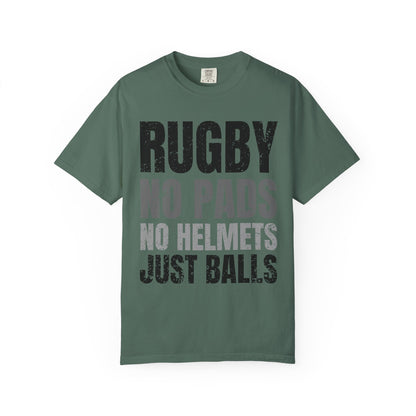 Rugby "No Pads, No Helmets, Just Balls" Funny T-Shirt 🏉 | Bold Rugby Fan Statement Tee
