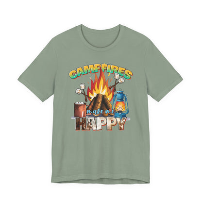 Campfires Make Me Happy T-Shirt – Funny Cozy Outdoor Tee